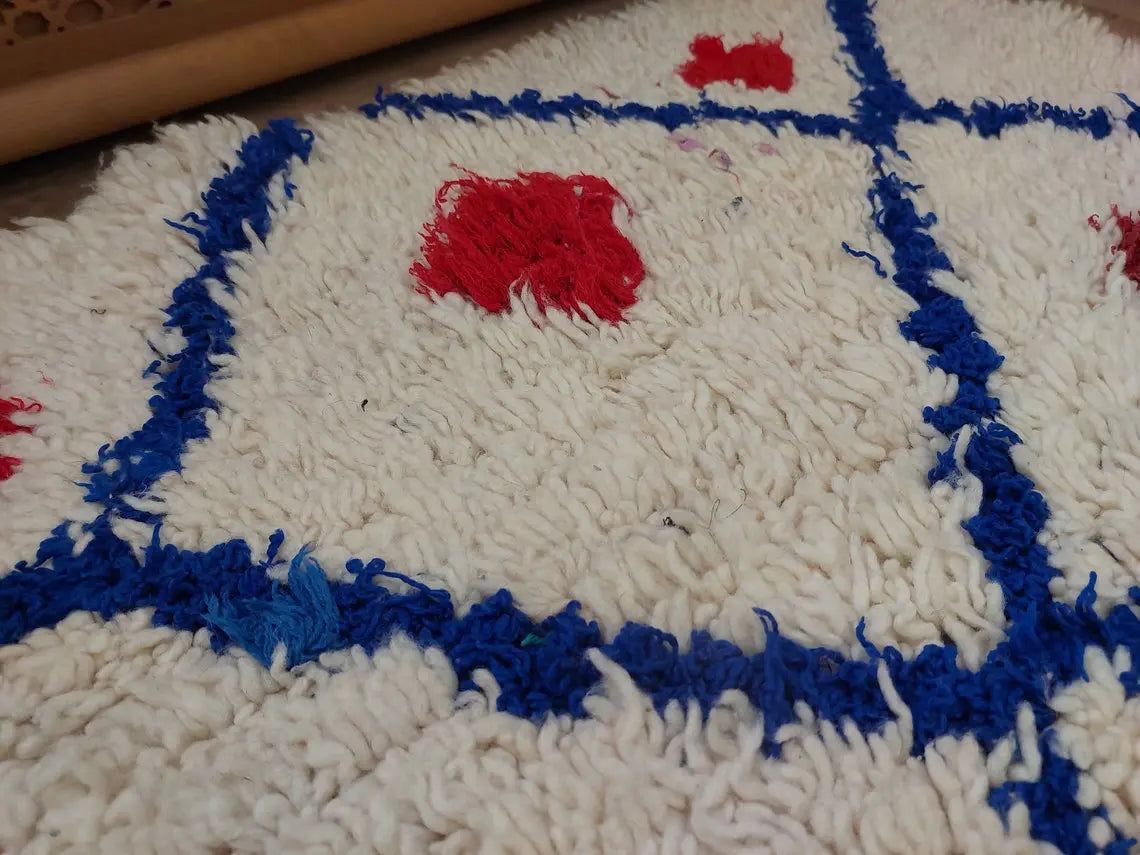 Small Moroccan Rug - Vintage Beni Ourain Rug - Handknotted Berber Rug - Boucherouite Rug - Used Rug 3.1x6.2ft MoroccanBazzArts