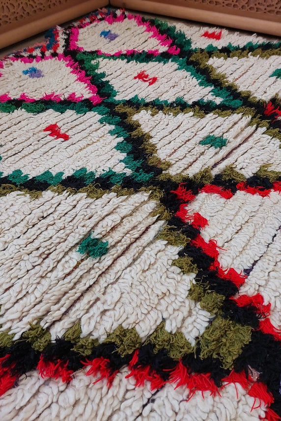 Vintage Moroccan Azilal Runner: Authentic Handmade Colorful Berber Rug From Recycled Fabrics MoroccanBazzArts