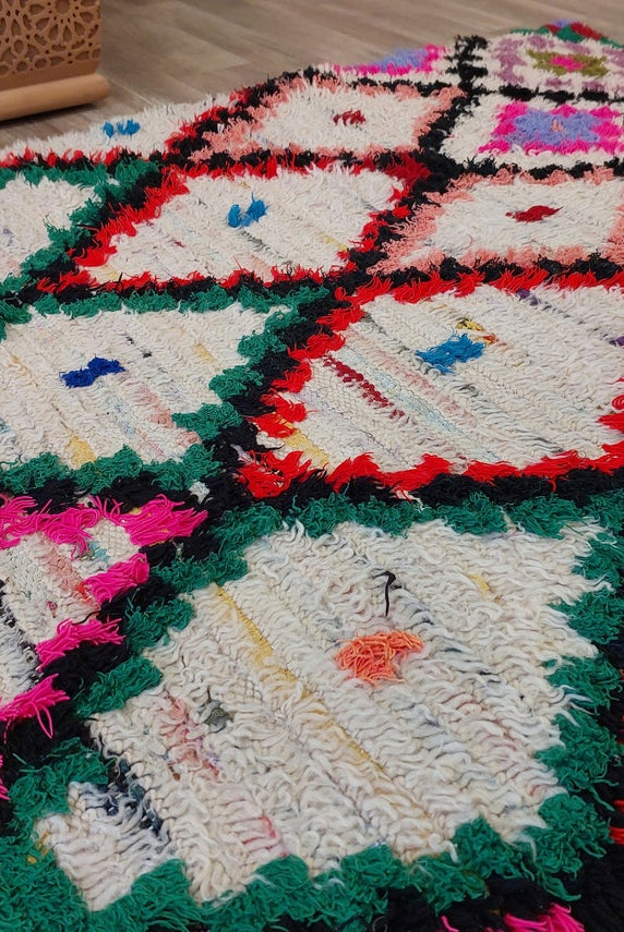 Vintage Moroccan Azilal Runner: Authentic Handmade Colorful Berber Rug From Recycled Fabrics MoroccanBazzArts