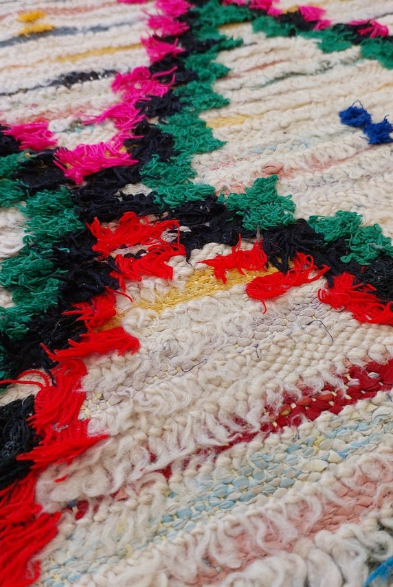 Vintage Moroccan Azilal Runner: Authentic Handmade Colorful Berber Rug From Recycled Fabrics MoroccanBazzArts