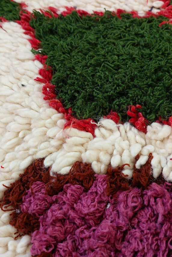 Vintage Moroccan Beni Ouarain Runner: Fluffy Handknotted Berber Wool Rug For Entryway MoroccanBazzArts