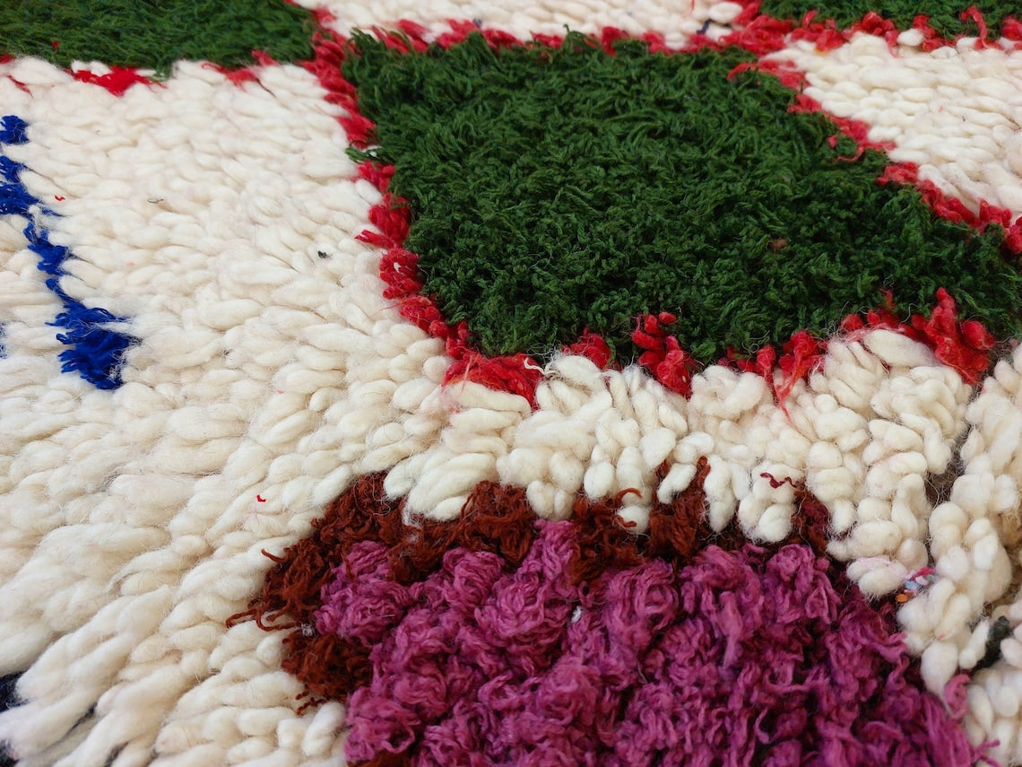 Vintage Moroccan Beni Ouarain Runner: Fluffy Handknotted Berber Wool Rug For Entryway MoroccanBazzArts