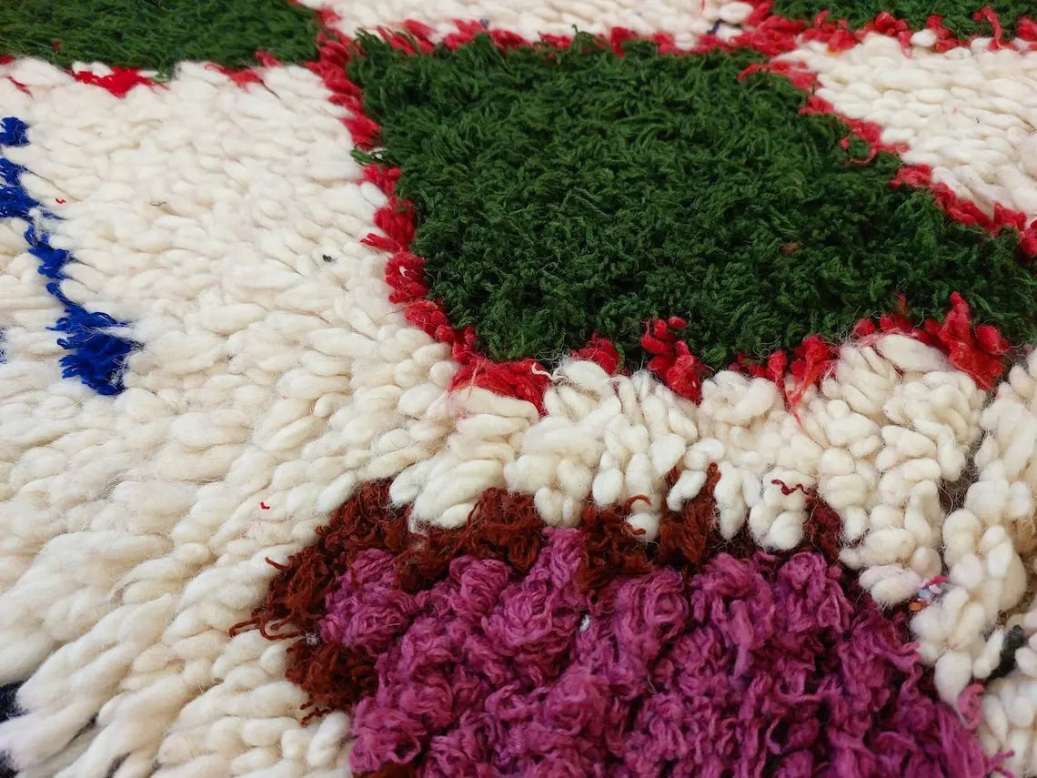 Vintage Moroccan Beni Ouarain Runner: Fluffy Handknotted Berber Wool Rug For Entryway MoroccanBazzArts
