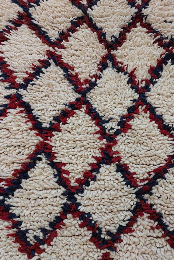 Vintage Small Moroccan Rug, Handmade Beni Ourain Rug, Small Berber Carpet, Authentic Small Rug 3.6x6.7 Ft MoroccanBazzArts
