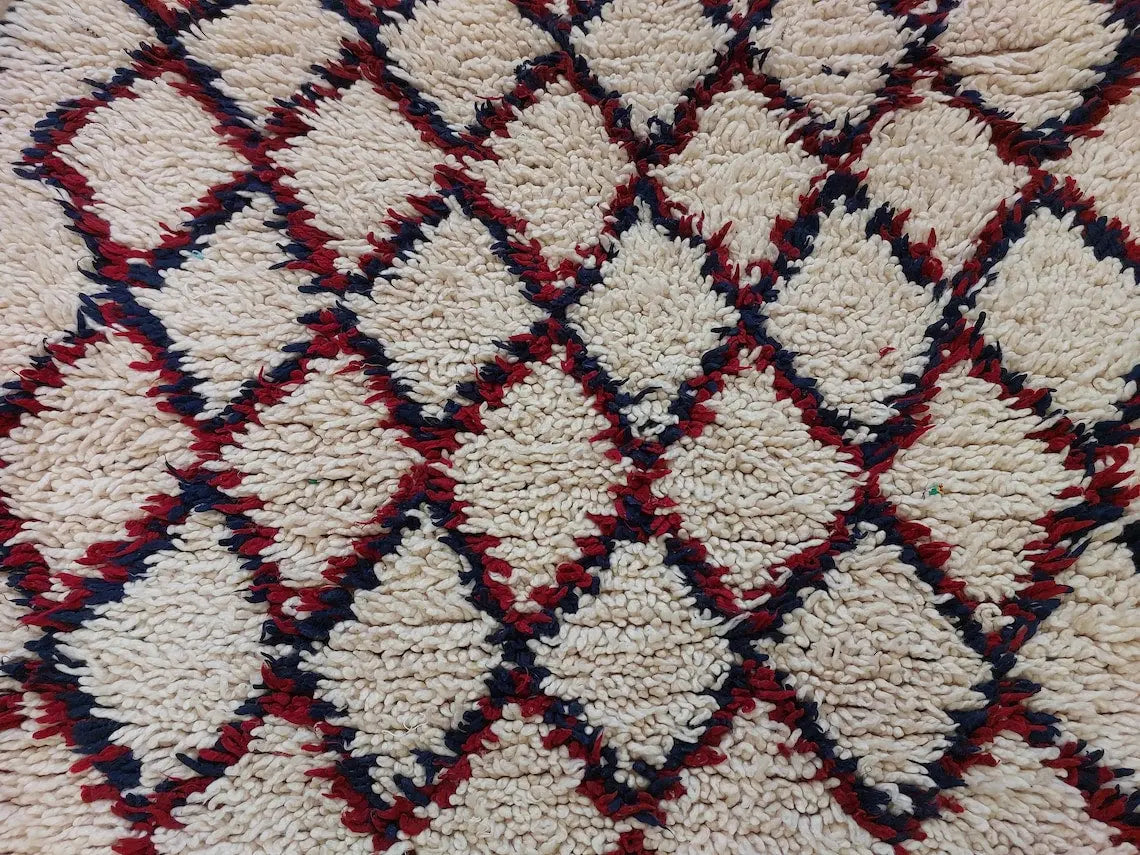 Vintage Small Moroccan Rug, Handmade Beni Ourain Rug, Small Berber Carpet, Authentic Small Rug 3.6x6.7 Ft MoroccanBazzArts