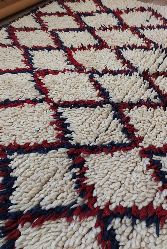 Vintage Small Moroccan Rug, Handmade Beni Ourain Rug, Small Berber Carpet, Authentic Small Rug 3.6x6.7 Ft MoroccanBazzArts