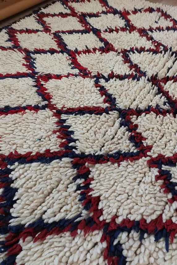 Vintage Small Moroccan Rug, Handmade Beni Ourain Rug, Small Berber Carpet, Authentic Small Rug 3.6x6.7 Ft MoroccanBazzArts