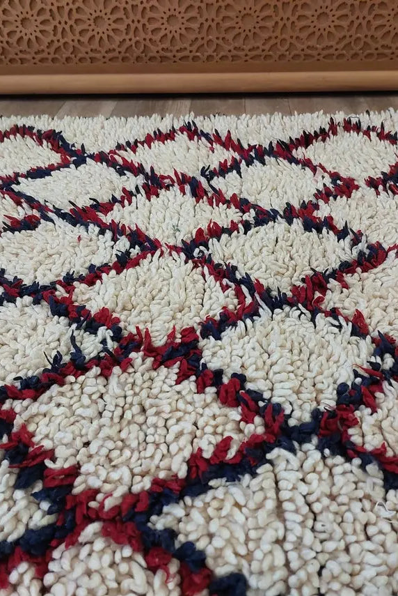 Vintage Small Moroccan Rug, Handmade Beni Ourain Rug, Small Berber Carpet, Authentic Small Rug 3.6x6.7 Ft MoroccanBazzArts