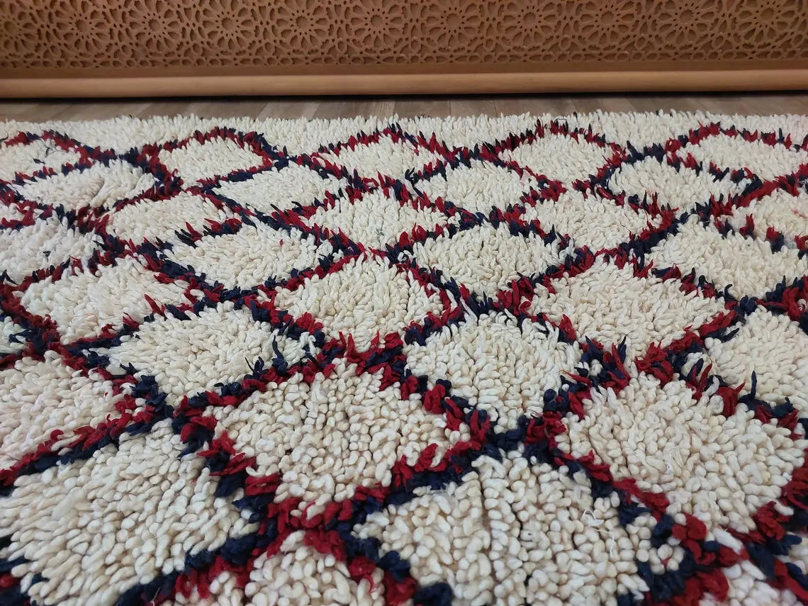 Vintage Small Moroccan Rug, Handmade Beni Ourain Rug, Small Berber Carpet, Authentic Small Rug 3.6x6.7 Ft MoroccanBazzArts
