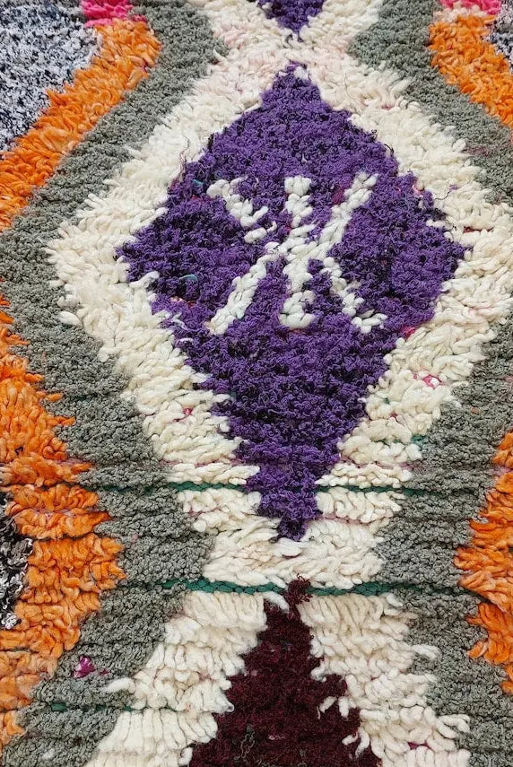 Small Moroccan Rug. Boucharouite Rug. Beni Ourain Rug. Berber Rug. Cute Rug. Handmade Rug 193x81 Cm MoroccanBazzArts
