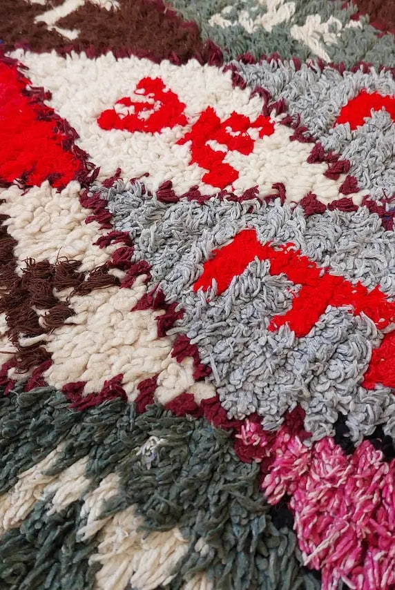 Small Moroccan Boucherouite Rug - Handmade Eco-Friendly - Bright, Bold Patterns 105 x 180cm MoroccanBazzArts