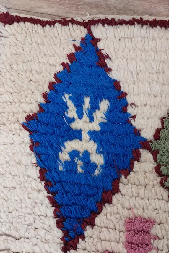 Small Moroccan Boucherouite Rug - Handmade Eco-Friendly - Bright, Bold Patterns 105 x 180cm MoroccanBazzArts