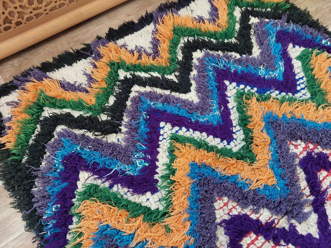 Colorful Small Moroccan Rug, Art Rug, Hanging Wall Rug, Berber Rug, Beni Ourain Rug, Cute Rug, Handmade Rug. MoroccanBazzArts