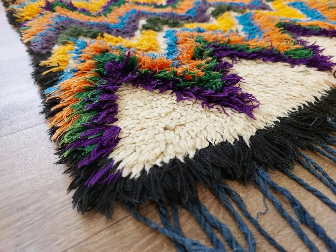 Colorful Small Moroccan Rug, Art Rug, Hanging Wall Rug, Berber Rug, Beni Ourain Rug, Cute Rug, Handmade Rug. MoroccanBazzArts