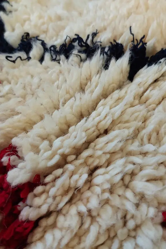 Shaggy Wool Rug - Vintage Small Rug - Handknotted Rug- Berber Carpet - White Moroccan Rug. MoroccanBazzArts