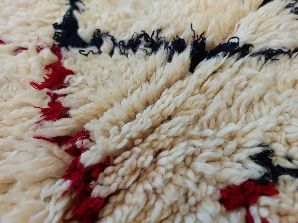 Shaggy Wool Rug - Vintage Small Rug - Handknotted Rug- Berber Carpet - White Moroccan Rug. MoroccanBazzArts