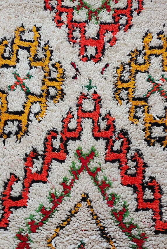 Authentic Handmade Moroccan Rug - Vintage Small Beni Ourain Rug - Handknotted Rug Berber Rug Handcrafted Carpet 3.6x7.7ft MoroccanBazzArts