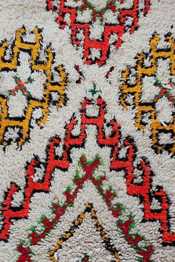 Authentic Handmade Moroccan Rug - Vintage Small Beni Ourain Rug - Handknotted Rug Berber Rug Handcrafted Carpet 3.6x7.7ft MoroccanBazzArts