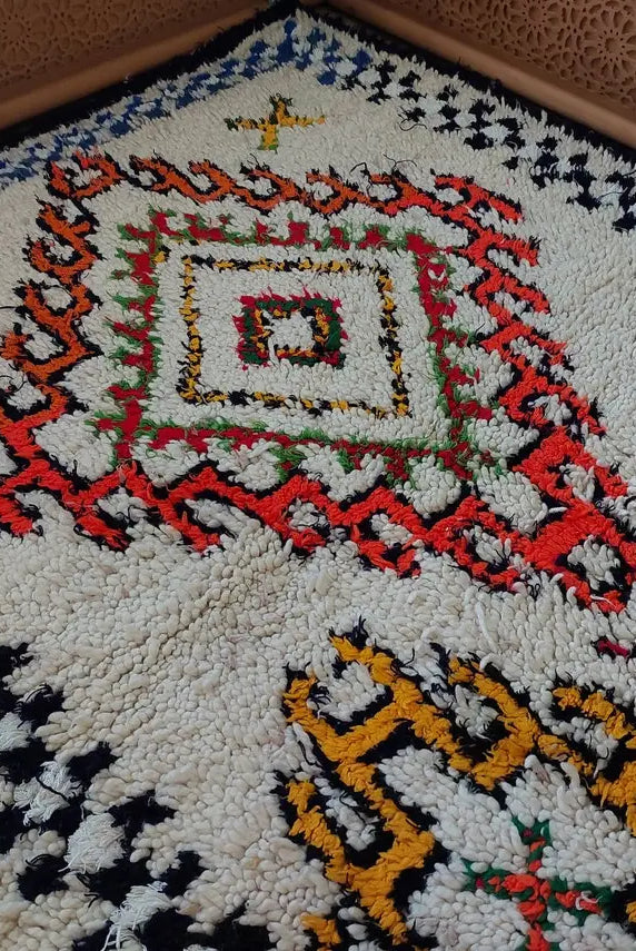 Authentic Handmade Moroccan Rug - Vintage Small Beni Ourain Rug - Handknotted Rug Berber Rug Handcrafted Carpet 3.6x7.7ft MoroccanBazzArts