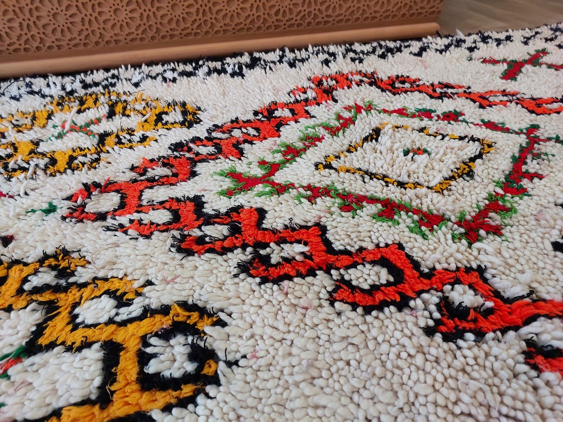 Authentic Handmade Moroccan Rug - Vintage Small Beni Ourain Rug - Handknotted Rug Berber Rug Handcrafted Carpet 3.6x7.7ft MoroccanBazzArts