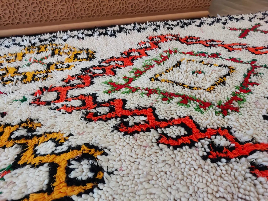 Authentic Handmade Moroccan Rug - Vintage Small Beni Ourain Rug - Handknotted Rug Berber Rug Handcrafted Carpet 3.6x7.7ft MoroccanBazzArts