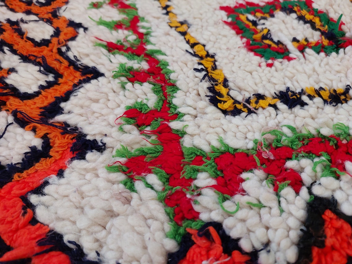 Authentic Handmade Moroccan Rug - Vintage Small Beni Ourain Rug - Handknotted Rug Berber Rug Handcrafted Carpet 3.6x7.7ft MoroccanBazzArts
