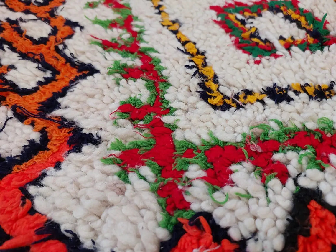 Authentic Handmade Moroccan Rug - Vintage Small Beni Ourain Rug - Handknotted Rug Berber Rug Handcrafted Carpet 3.6x7.7ft MoroccanBazzArts