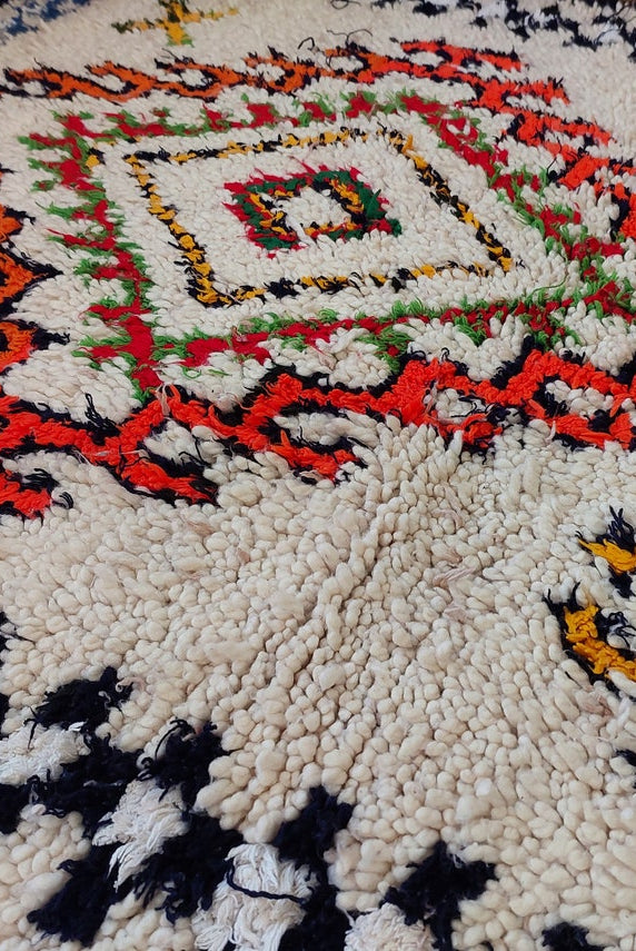 Authentic Handmade Moroccan Rug - Vintage Small Beni Ourain Rug - Handknotted Rug Berber Rug Handcrafted Carpet 3.6x7.7ft MoroccanBazzArts