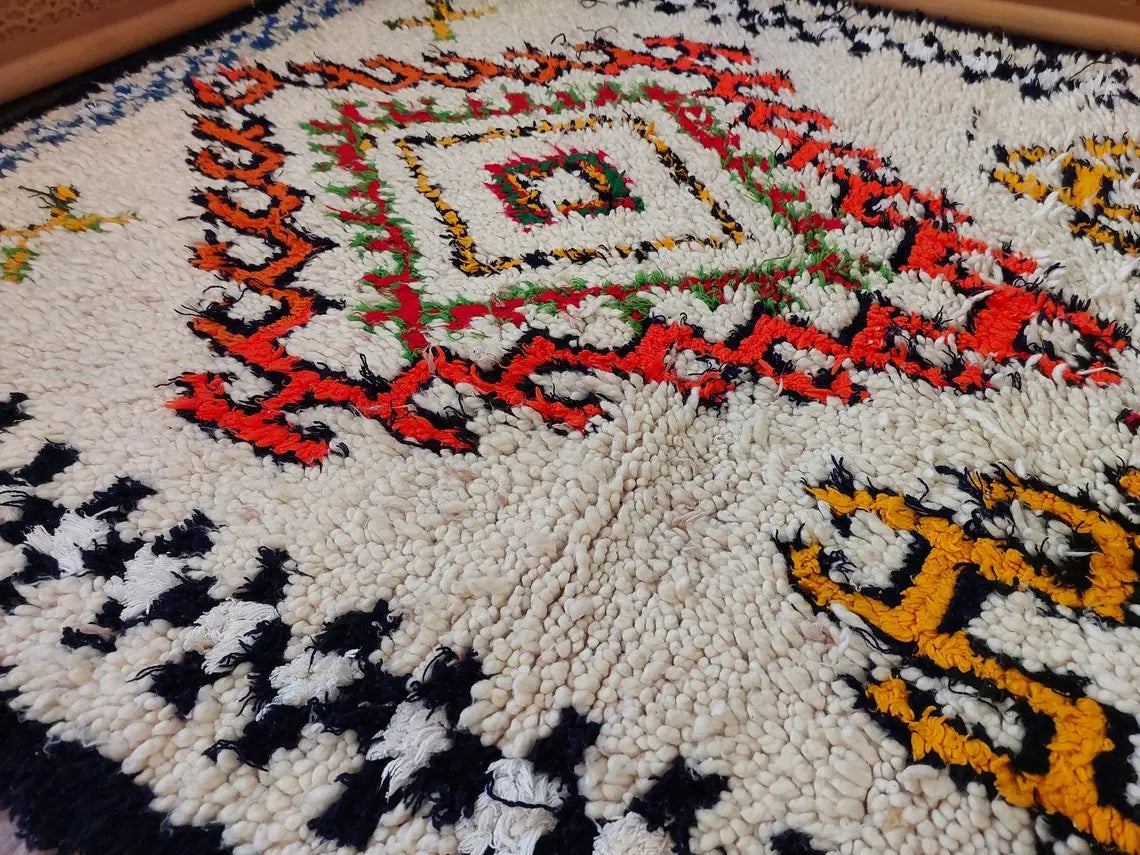 Authentic Handmade Moroccan Rug - Vintage Small Beni Ourain Rug - Handknotted Rug Berber Rug Handcrafted Carpet 3.6x7.7ft MoroccanBazzArts