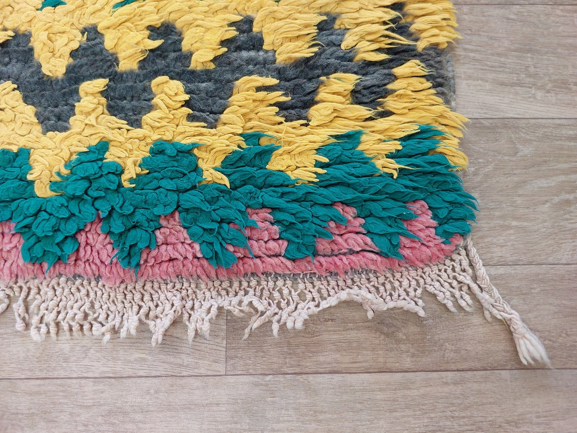 Small Moroccan Runner Rug - Vintage Boujaad Rug - Hand Woven Berber Carpet - Handmade Rug - Moroccan Carpet , Runner 2'6 X 8' MoroccanBazzArts