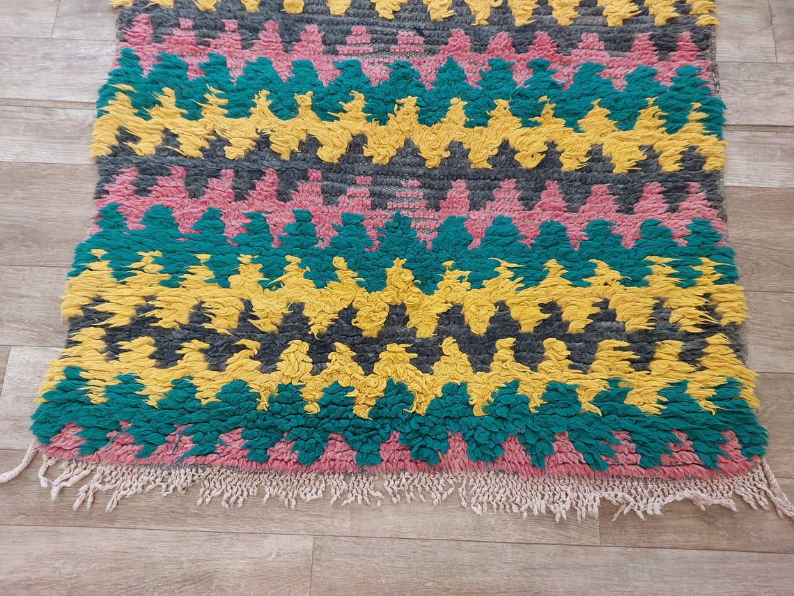 Small Moroccan Runner Rug - Vintage Boujaad Rug - Hand Woven Berber Carpet - Handmade Rug - Moroccan Carpet , Runner 2'6 X 8' MoroccanBazzArts