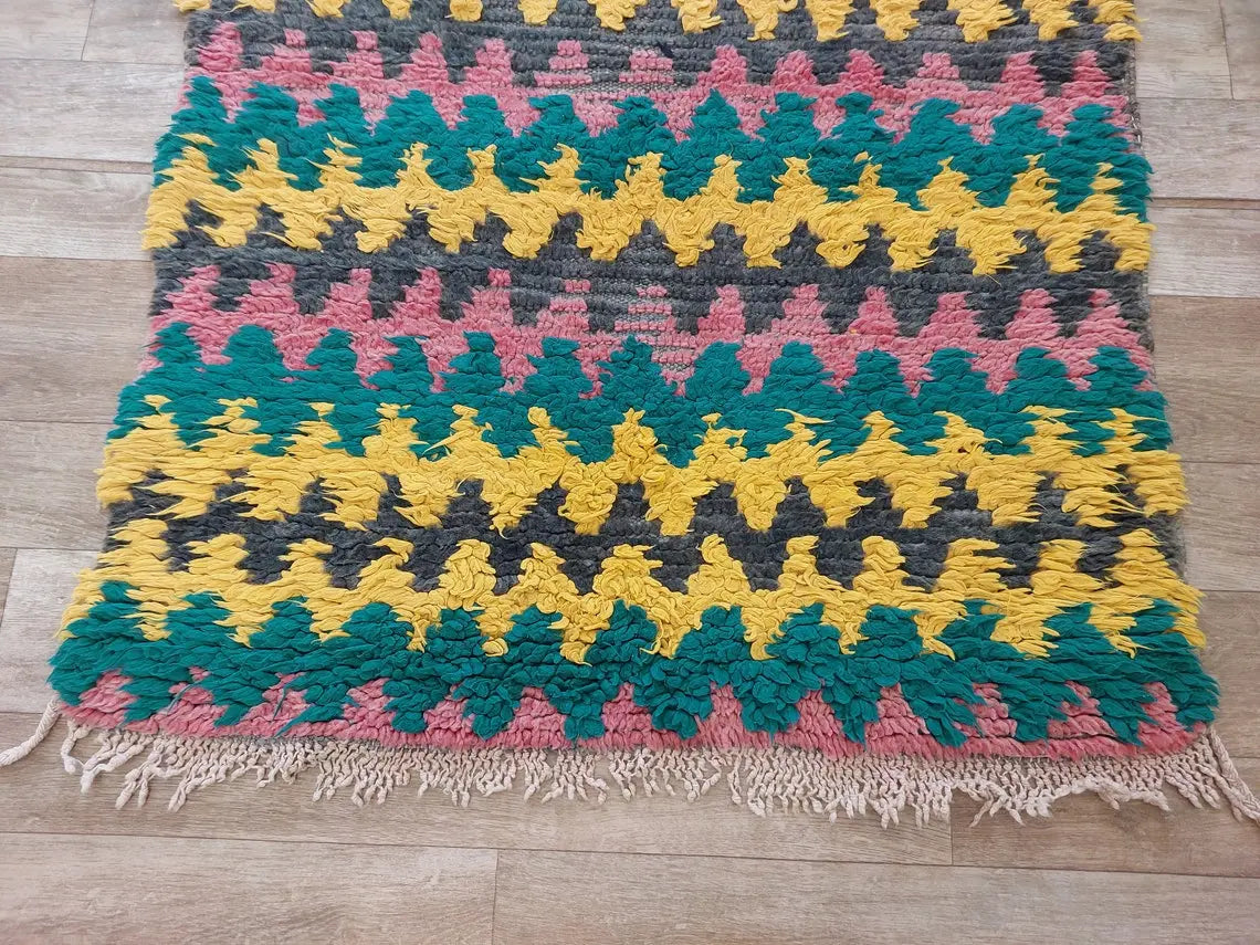 Small Moroccan Runner Rug - Vintage Boujaad Rug - Hand Woven Berber Carpet - Handmade Rug - Moroccan Carpet , Runner 2'6 X 8' MoroccanBazzArts