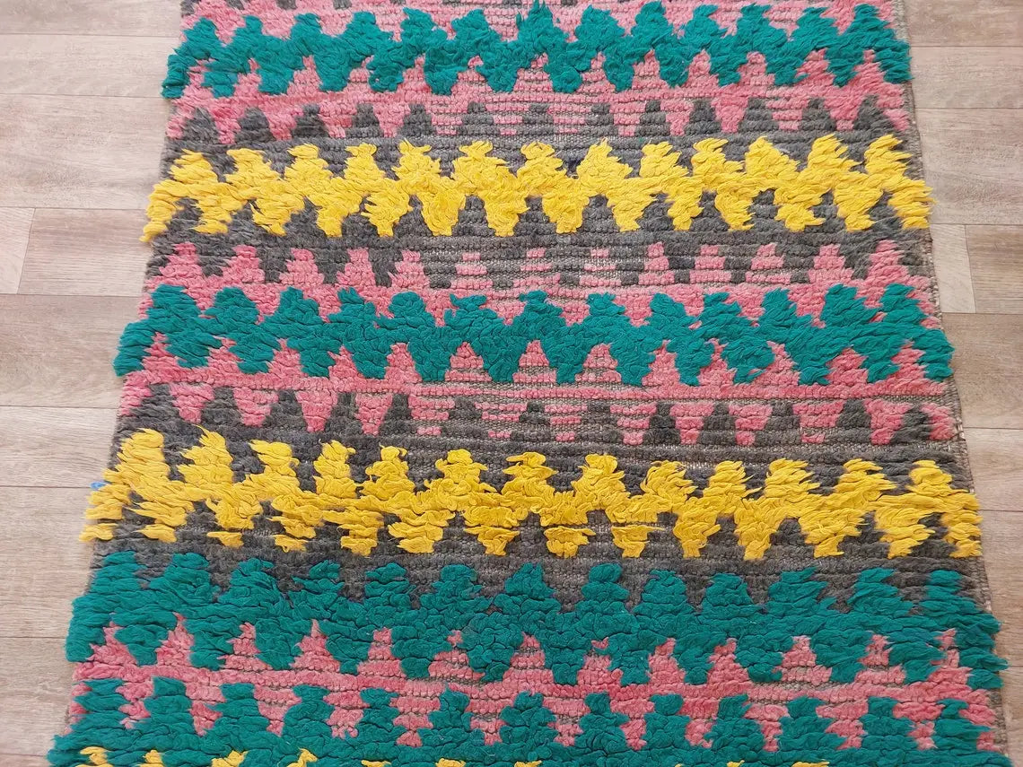 Small Moroccan Runner Rug - Vintage Boujaad Rug - Hand Woven Berber Carpet - Handmade Rug - Moroccan Carpet , Runner 2'6 X 8' MoroccanBazzArts
