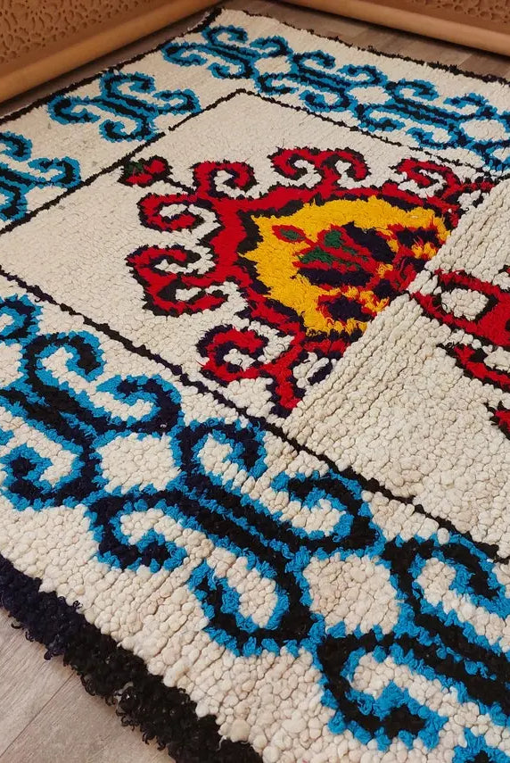 Small Moroccan Rug - 3.6x 7 Ft Vintage Azilal Rug - Hand Woven Berber Rug - Handmade Tribal Rug. MoroccanBazzArts