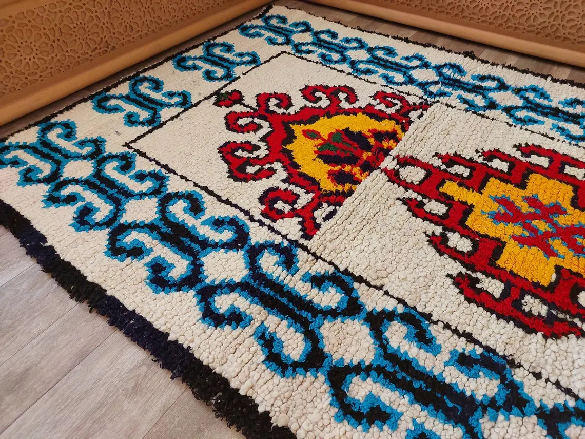 Small Moroccan Rug - 3.6x 7 Ft Vintage Azilal Rug - Hand Woven Berber Rug - Handmade Tribal Rug. MoroccanBazzArts