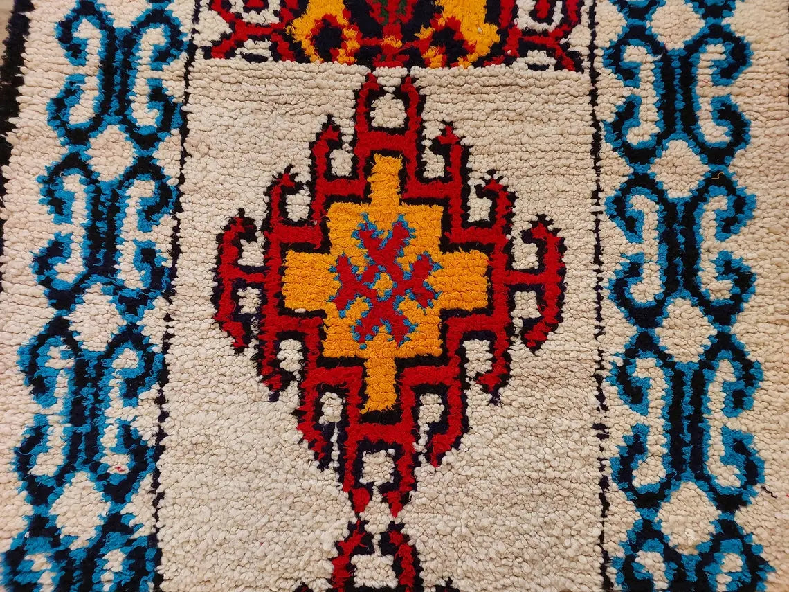 Small Moroccan Rug - 3.6x 7 Ft Vintage Azilal Rug - Hand Woven Berber Rug - Handmade Tribal Rug. MoroccanBazzArts