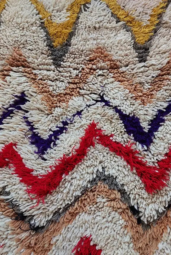 Vintage Moroccan Shaggy Rug: Artisan-Crafted Colorful Carpet, Authentic Berber Azilal Small Runner MoroccanBazzArts