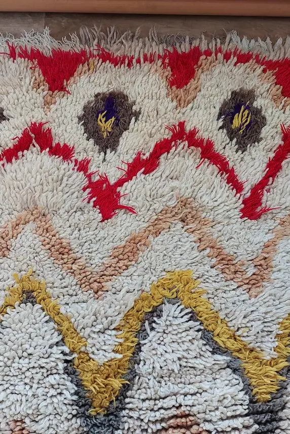 Vintage Moroccan Shaggy Rug: Artisan-Crafted Colorful Carpet, Authentic Berber Azilal Small Runner MoroccanBazzArts