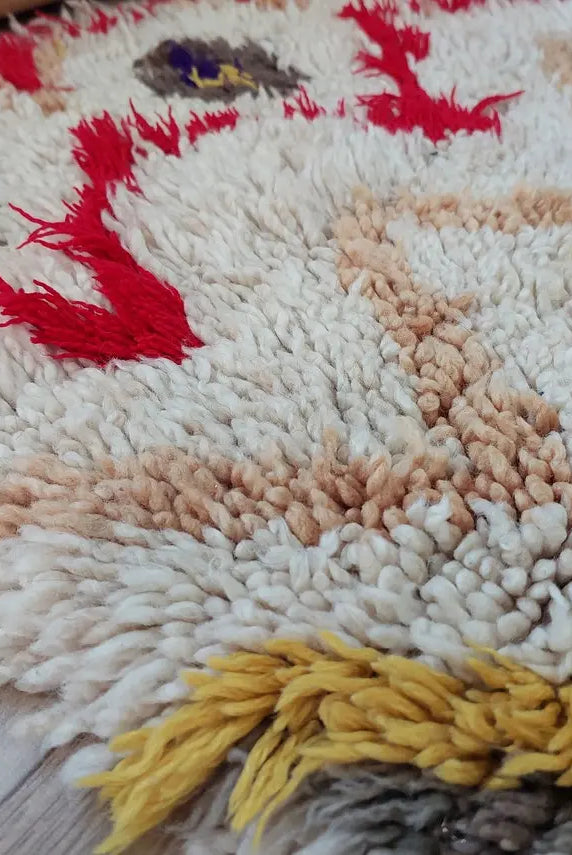 Vintage Moroccan Shaggy Rug: Artisan-Crafted Colorful Carpet, Authentic Berber Azilal Small Runner MoroccanBazzArts