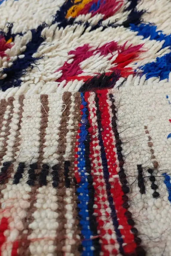 Colorful Floor Art Vintage Rug 2.6x5.8ft: Moroccan Berber Geometric Recycled Runner, Handcrafted Tribal Entryway Decor MoroccanBazzArts