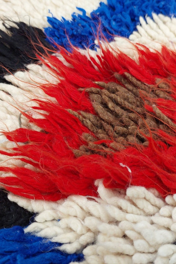 Colorful Floor Art Vintage Rug 2.6x5.8ft: Moroccan Berber Geometric Recycled Runner, Handcrafted Tribal Entryway Decor MoroccanBazzArts