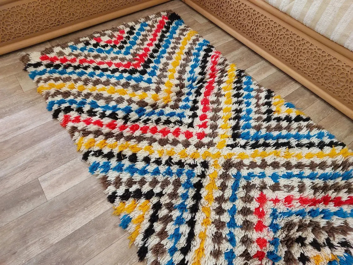 Vibrant Moroccan Boucherouite Runner: Sustainable Handmade Berber Rug for Hallway or Living Room MoroccanBazzArts