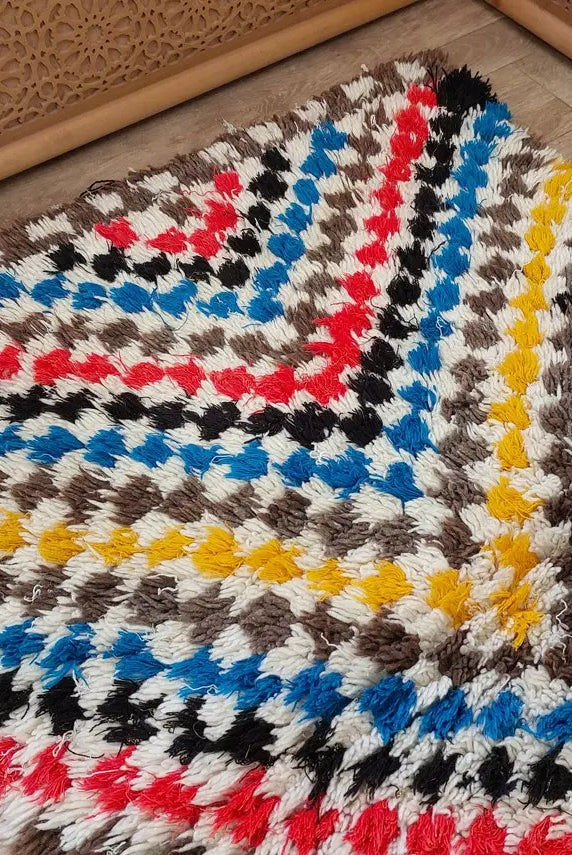 Vibrant Moroccan Boucherouite Runner: Sustainable Handmade Berber Rug for Hallway or Living Room MoroccanBazzArts