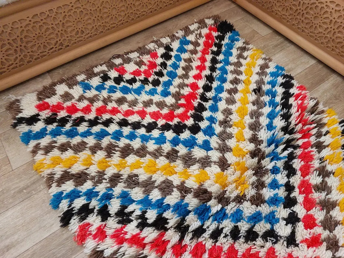 Vibrant Moroccan Boucherouite Runner: Sustainable Handmade Berber Rug for Hallway or Living Room MoroccanBazzArts