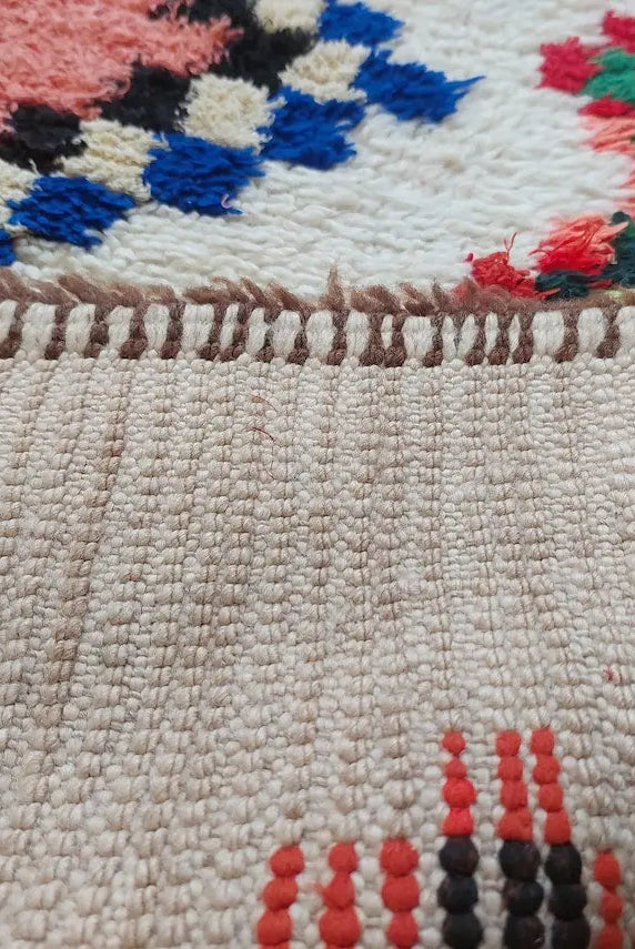 Vintage Berber Beni Ourain Carpet: Small Handknotted Moroccan Rug For Nursery, Living Room, Entryway MoroccanBazzArts