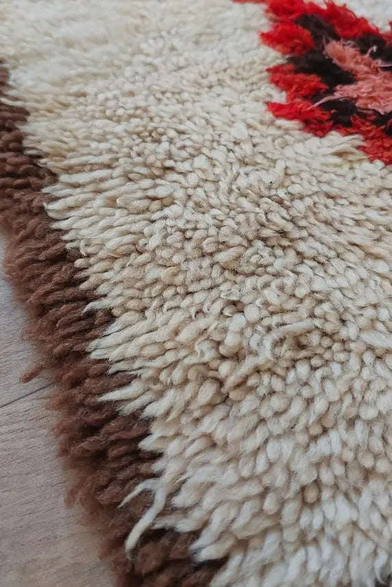 Vintage Berber Beni Ourain Carpet: Small Handknotted Moroccan Rug For Nursery, Living Room, Entryway MoroccanBazzArts