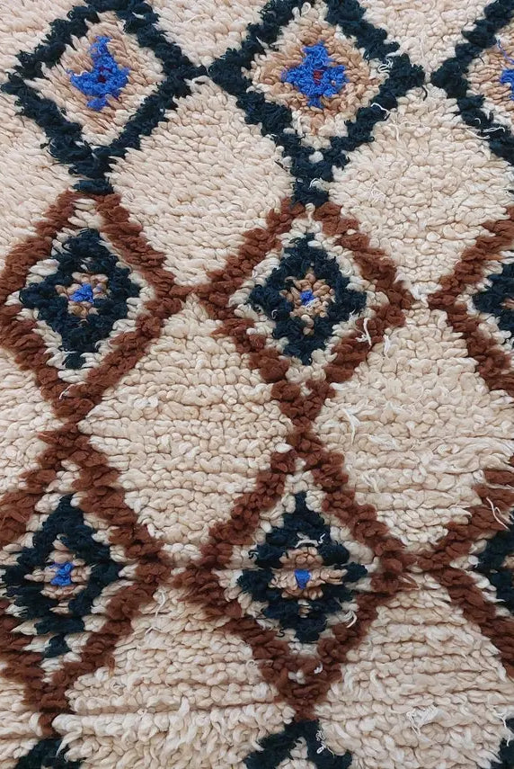 Authentic Vintage Moroccan Beni Ourain Runner Rug - Handmade Berber Carpet For Hallway Or Bedside MoroccanBazzArts