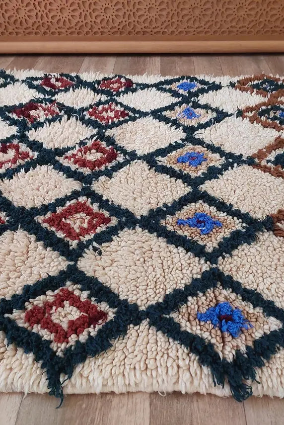 Authentic Vintage Moroccan Beni Ourain Runner Rug - Handmade Berber Carpet For Hallway Or Bedside MoroccanBazzArts