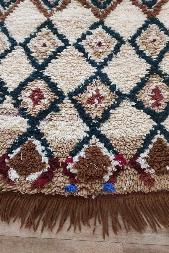 Authentic Vintage Moroccan Beni Ourain Runner Rug - Handmade Berber Carpet For Hallway Or Bedside MoroccanBazzArts