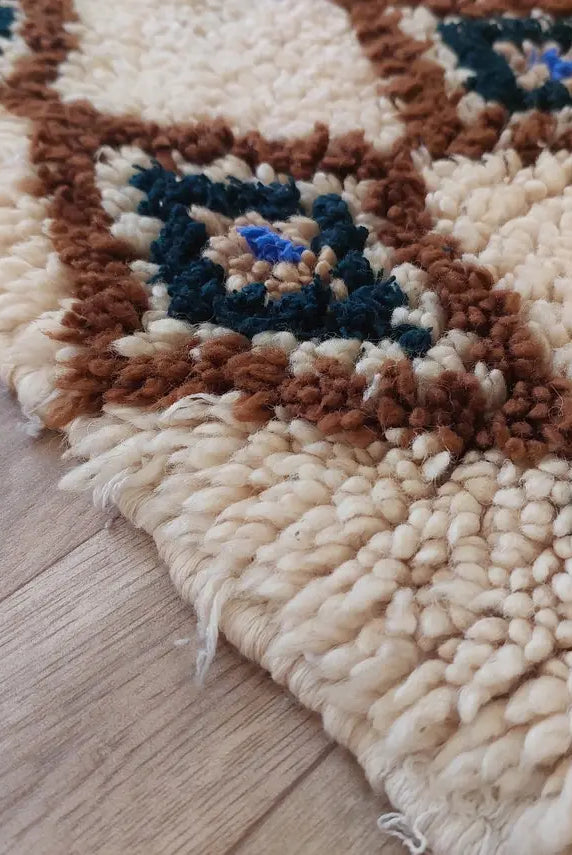 Authentic Vintage Moroccan Beni Ourain Runner Rug - Handmade Berber Carpet For Hallway Or Bedside MoroccanBazzArts